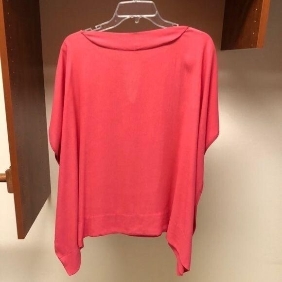 Diane von Furstenberg Oversized Blouse Dolman Top Silver Metal Accent - Picture 4 of 9